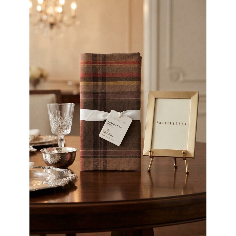 Pottery barn rocsoe plaid napkins x 4 NWT